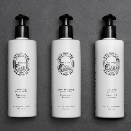 Diptyque 300ml dispenser toiletries featuring the invisible dispenser bracket for hotels